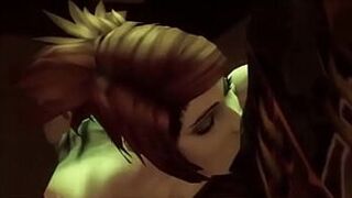 Нежить-самка глубоко заглатывает орка - порно видео