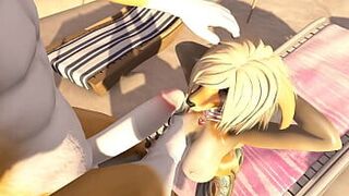 На пляже (пушистый йифф) - порно видео